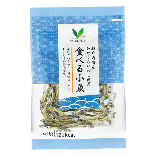 瀬戸内海産かたくちいわし使用 食べる小魚｜Vマーク：信頼の生活